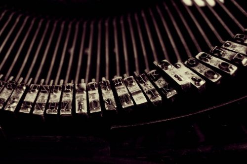 Extreme close-up of letters on a typewriter